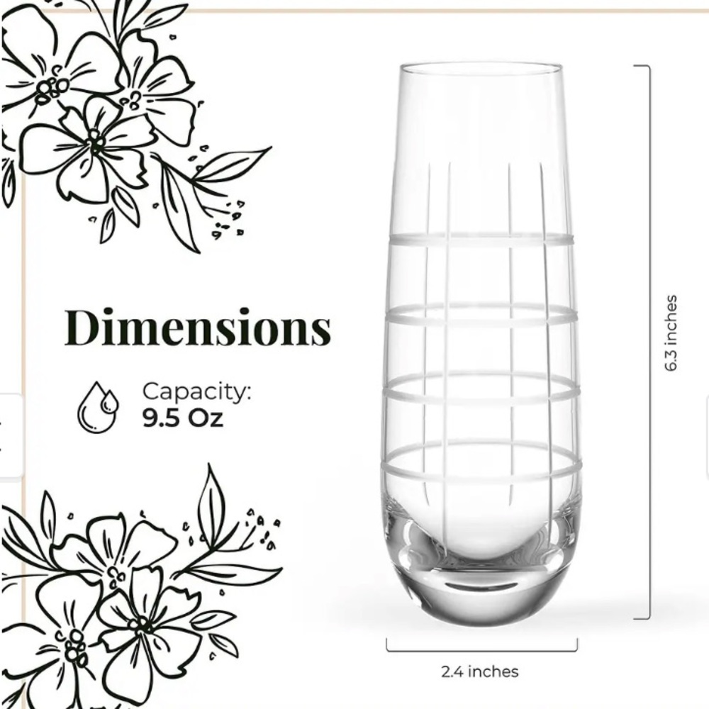 Fifth Avenue Crystal Medallion Stemless Champagne Flutes Set of 4